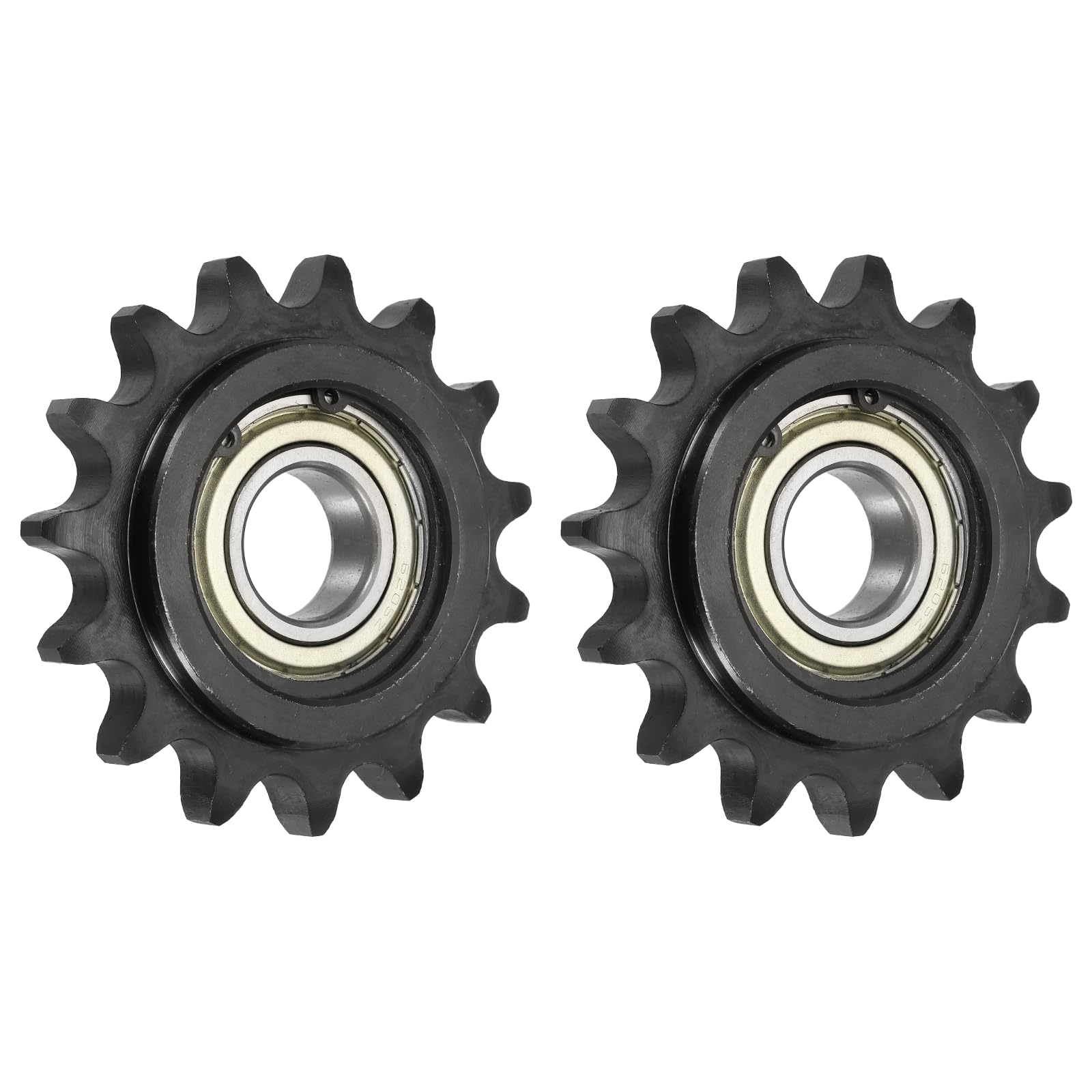 QUARKZMAN 2 25mm 15 1045 Negro Piezas #60 Piñón Tensor De Cadena De Rodillos, Tipo C Diámetro Interior Paso 3/4" Dientes, Acero Con Tratamiento Óxido Y Cojinete Simple Para Cadenas ANSI #60