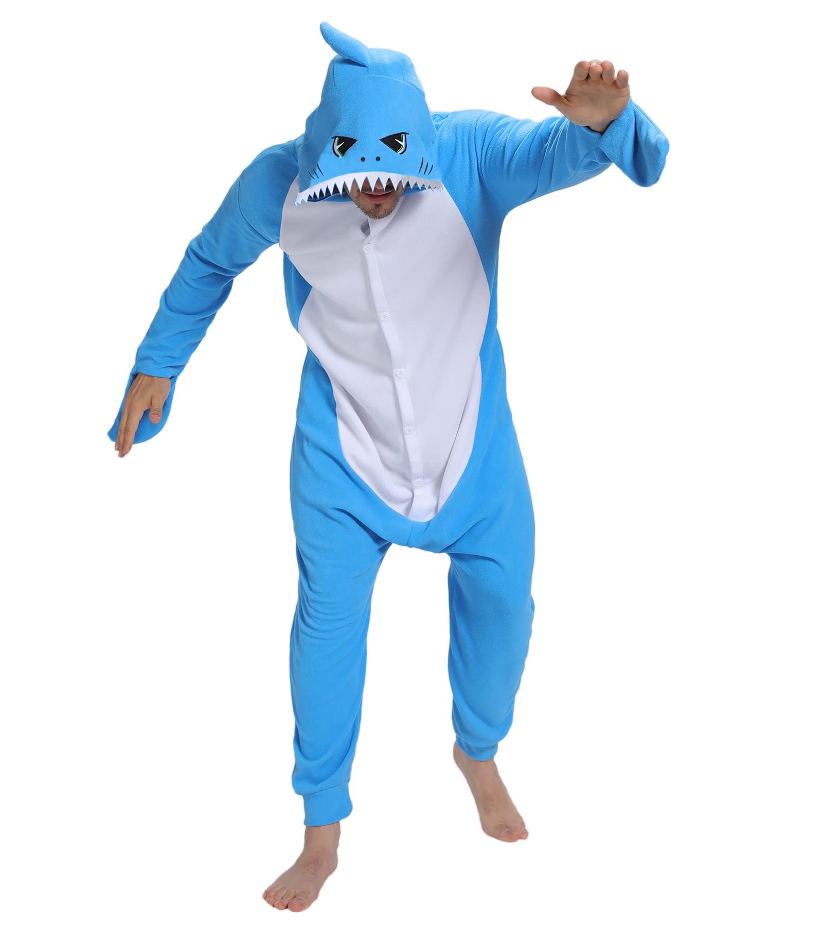 Guturris Pijama Tiburón Adulto Animal Onesie Cosplay Ropa de Dormir One Piece Traje Festival de Carnaval Halloween Disfraces Azul Oscuro