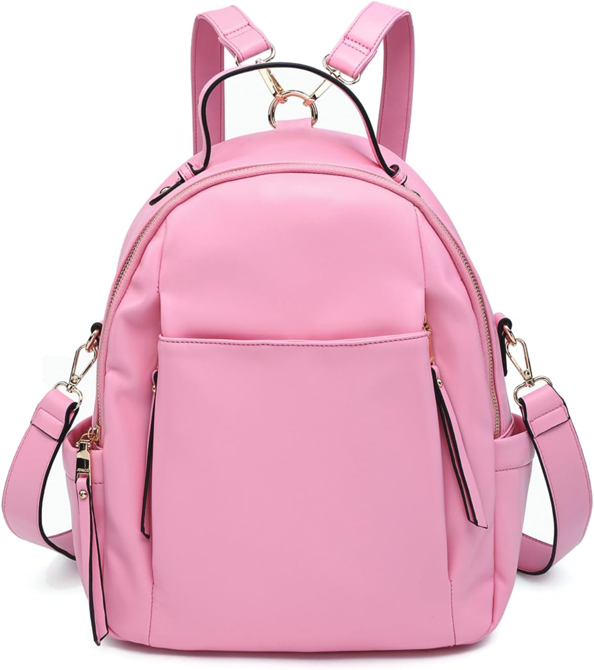 JEN & CO. Lillia Backpack Purse for Women Fashion Vegan Leather Convertible Ladies Travel Shoulder Bag (Bubblegum)
