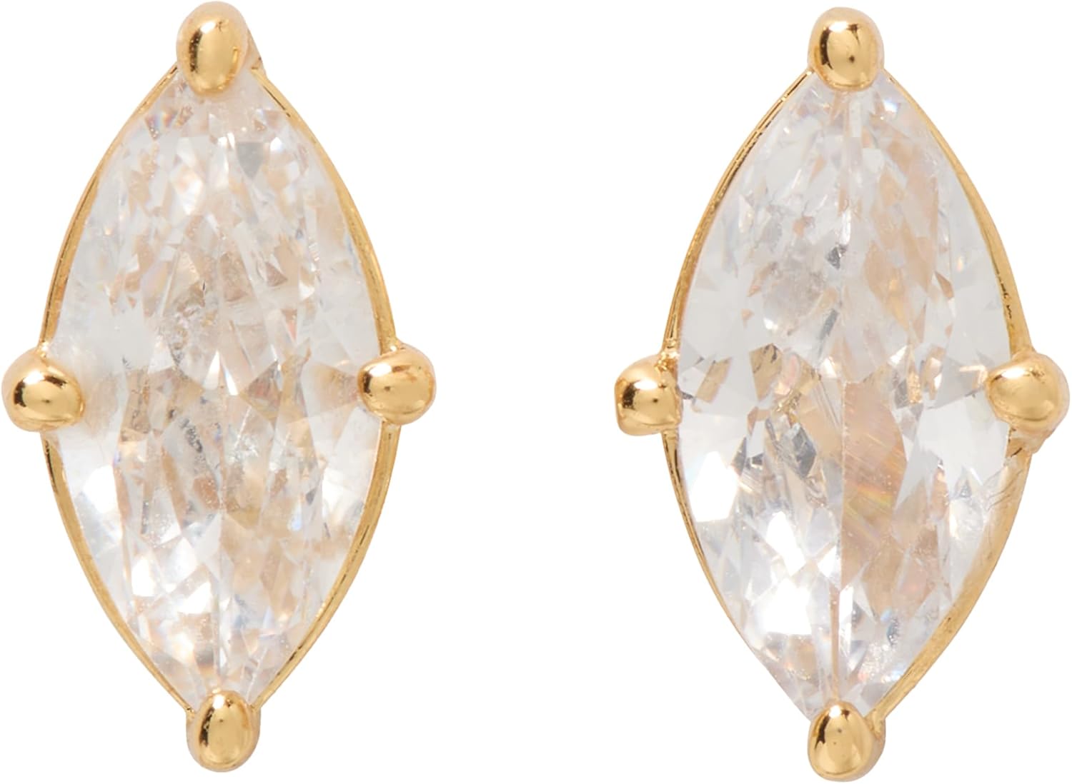 Kate Spade New York Signature Solitaire Stud Earrings with Marquise-Cut Cubic Zirconia - Elegant Everyday Jewelry