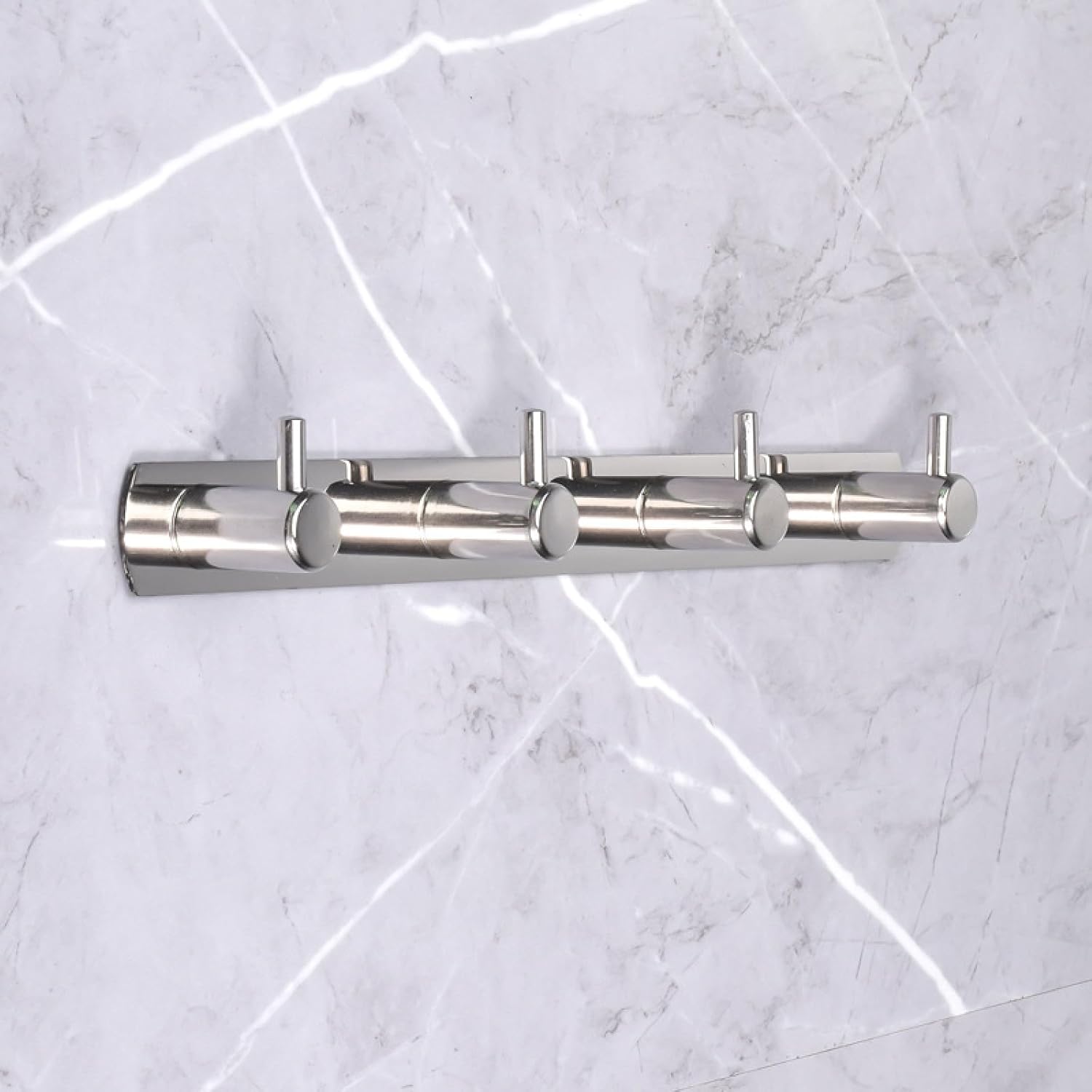 Wall Hook，Door Hook, Coat Hooks 304 Stainless Steel Thickened Plate Row Hook Bathroom Hook Kitchen and Bathroom Coat Hook Clothes Hook Six Hooks(Three Hooks)