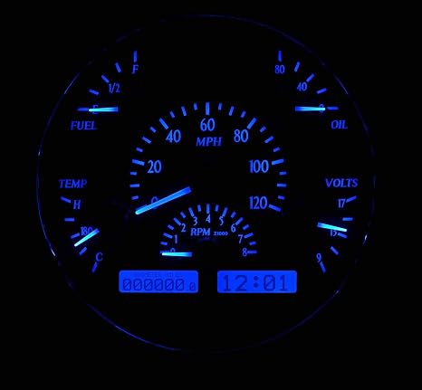 Dakota Digital VHX-49F-K-B Analog Dash Gauge System Compatible with Ford Car 1949-50, Black Alloy Style, Blue Backlighting