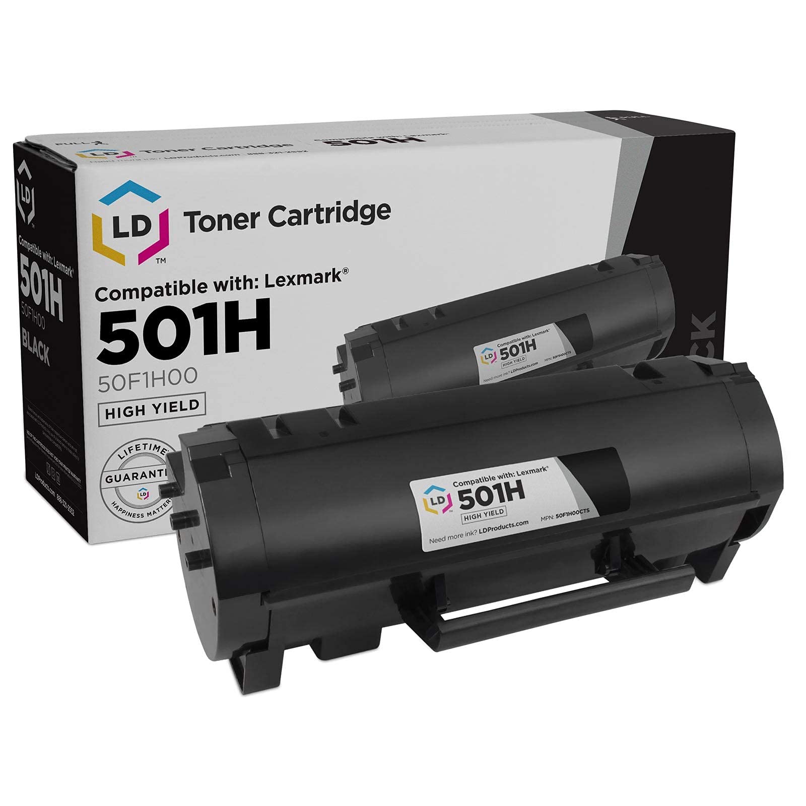 LD Compatible Toner Cartridge Replacement for Lexmark 501H 50F1H00 High Yield (Black)