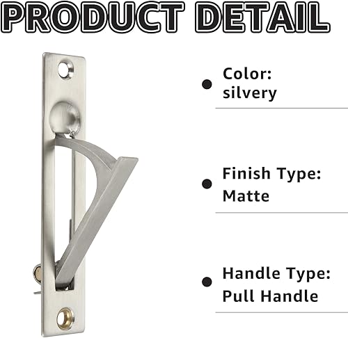 Miniatura 3 de MUXHEL 2 tiradores de borde de acero inoxidable 304 con 4 tornillos, 3.9 x 0.8 pulgadas, tiradores de puerta de bolsillo mate para tatami, armario y
