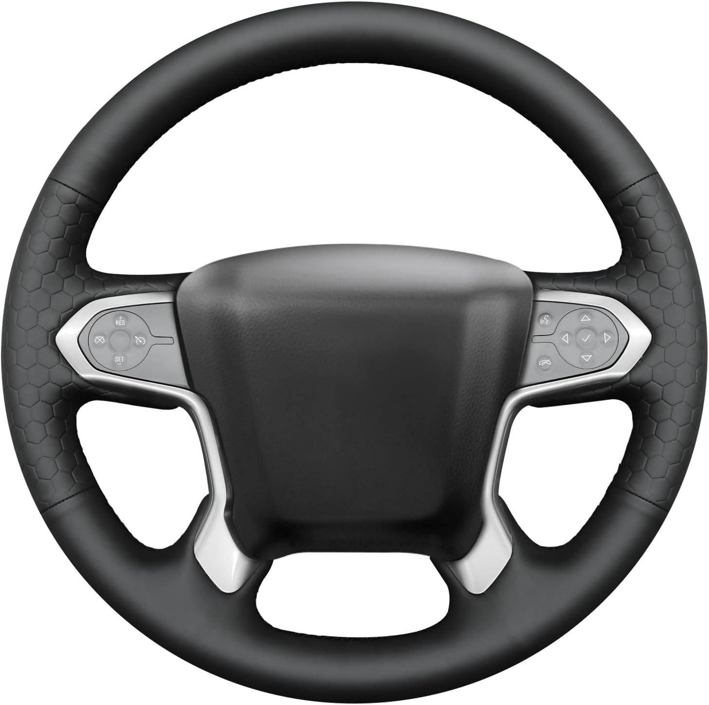 MEWANT Steering Wheel Cover Compatible with Silverado 1500 / Silverado 1500 LD/Silverado 2500 / Silverado 3500 / Silverado 4500HD/ Silverado 5500HD / Hand-Stitched