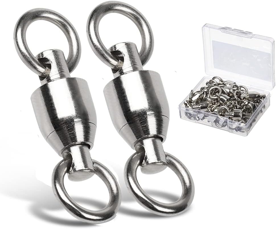 AMYSPORTS Ball Bearing Swivels Connector High Strength Stainless Steel Solid Welded Rings Barrel Swivels Saltwater Freshwater Fishing