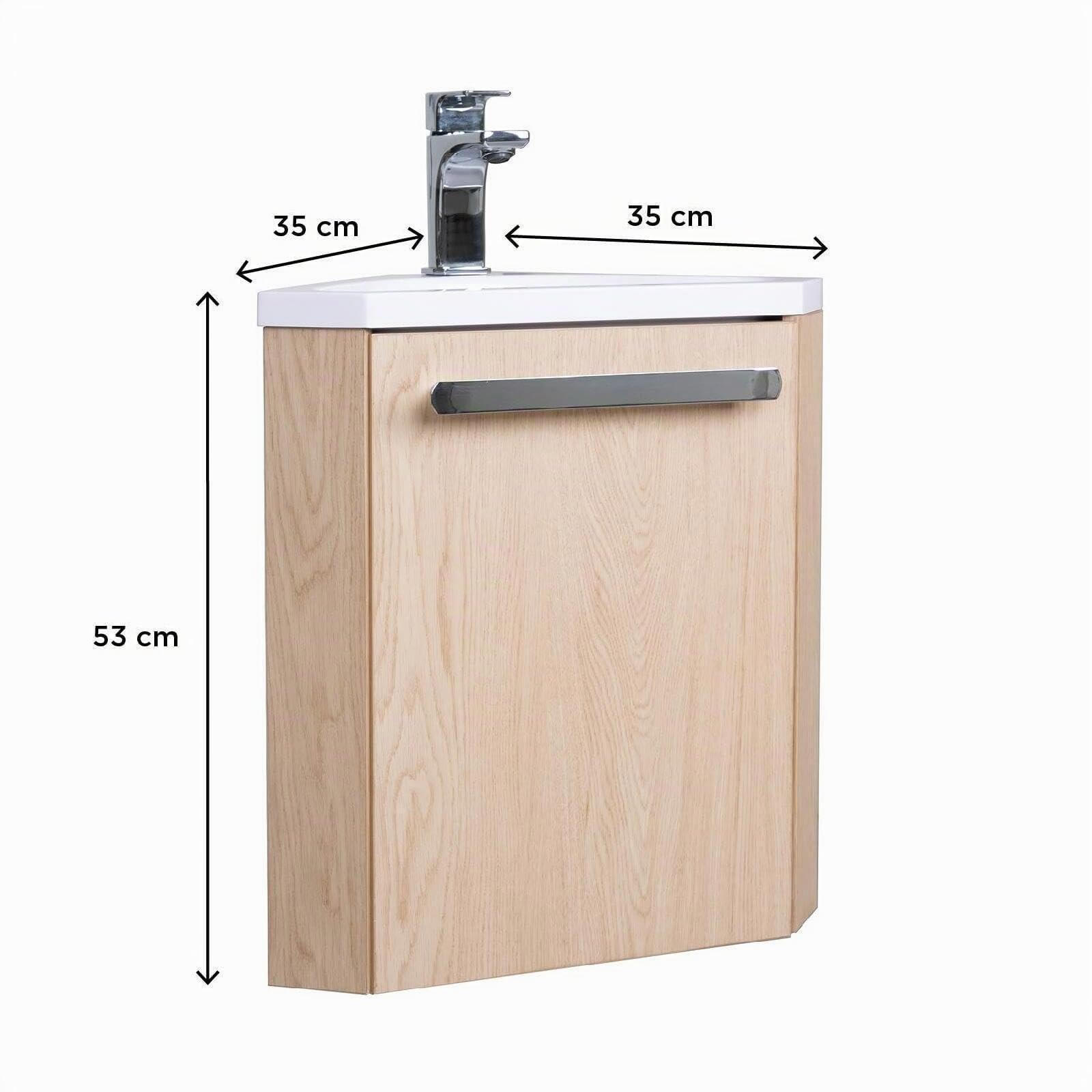 Mob-In Skino - Lavamanos de esquina con lavabo de resina, 35 x 53 x 35 cm