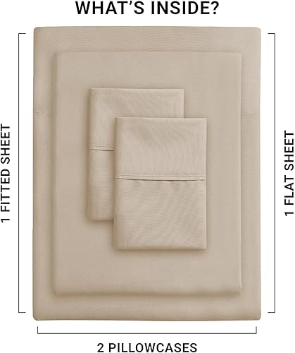 Miniatura 7 de IR Imperial Rooms Juego de sábanas de tamaño matrimonial 4 piezas de sábanas y fundas de almohada de hotel de lujo de microfibra suave, bolsillo