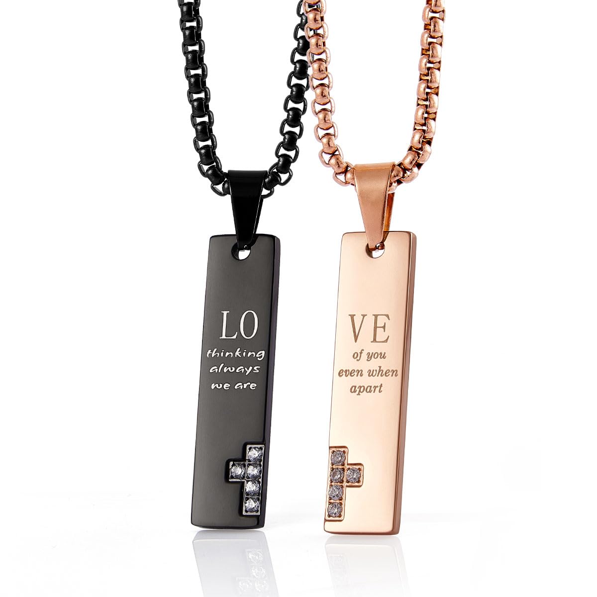 Couple His Hers Distance Necklaces for Christmas Day Gift