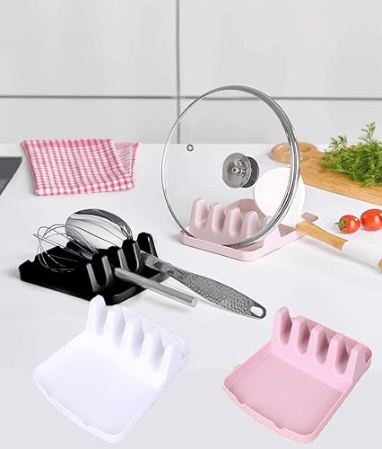 Soporte para utensilios de cuchara de plástico para encimera de cocina soporte para tenedor de cuchara espátula cucharón tapa de olla reposo para