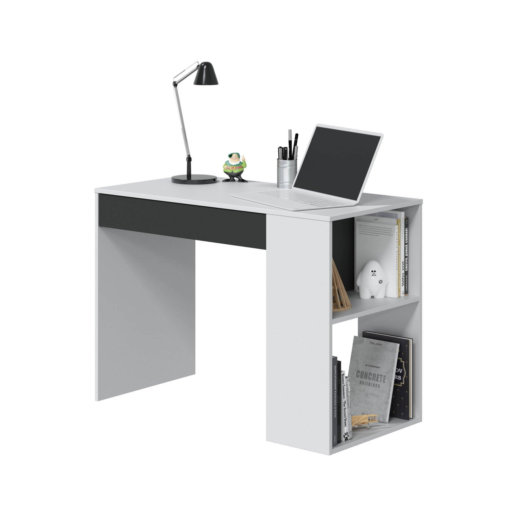 Dmora Scrivania Boise 50x101x73h cm Bianco un Cassetto Modulabile, 2 Ripiani