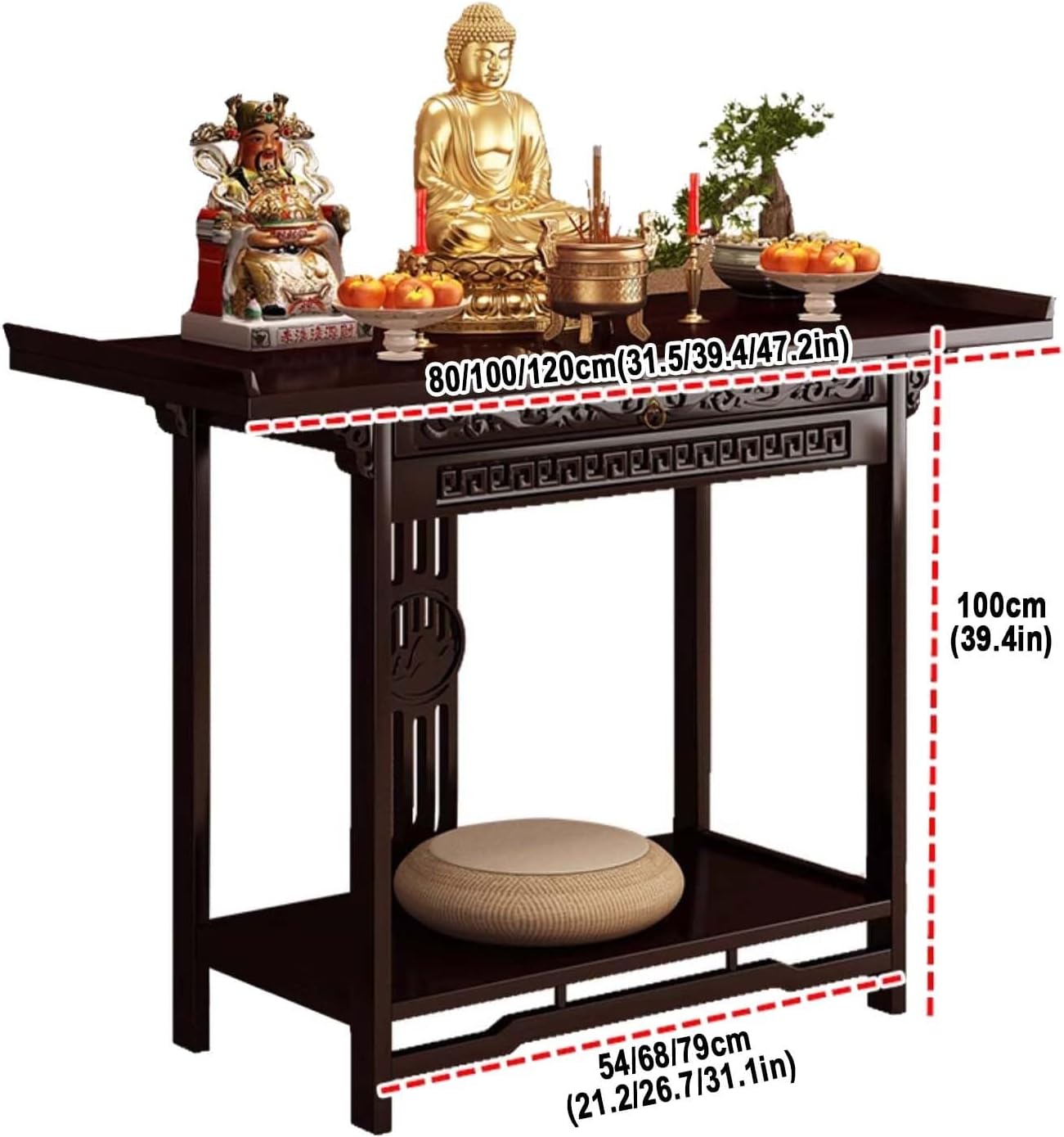 Rustic Walnut Nanzhu Wood Console Table Altar Table, 80cm/31.5in, 100cm/39.4in, 120cm/47.2in, Personal Prayer Shrine, Buddhist Hall, Ancestral Hall