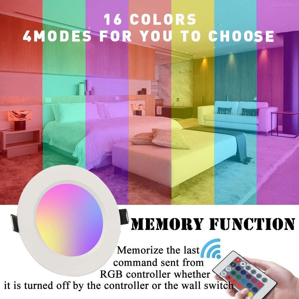 RGB-LED-Panellampe Dimmbar – 10 W, 16 Farben, Mit Fernbedienung, Für Decken-Einbau