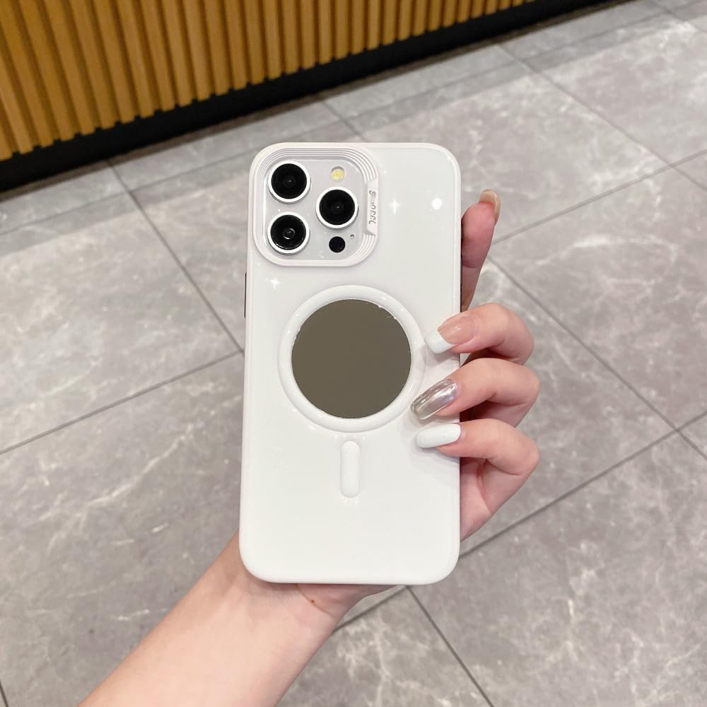 Étuis magnétiques iPhone 14 coque miroir antichoc blanche - 7
