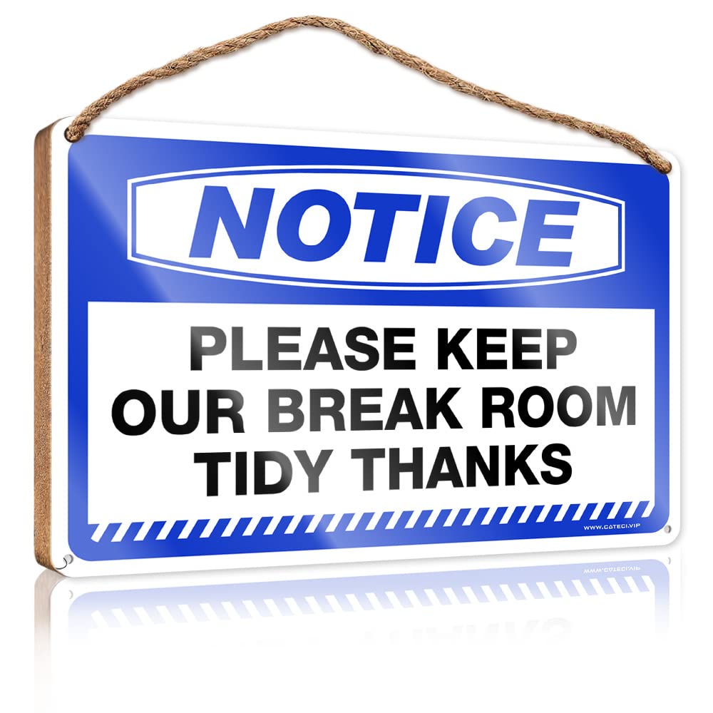 Dtha One Color Office Decor For Wall Funny Notice Please Keep Our Break Room Tidy Thanks Wooden Sign Man Cave Furniture Vintage Decor