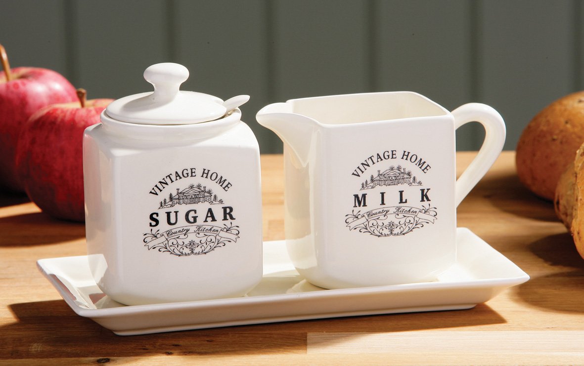 Premier Housewares - Juego de azucarero y Jarra de Leche, Color Crema