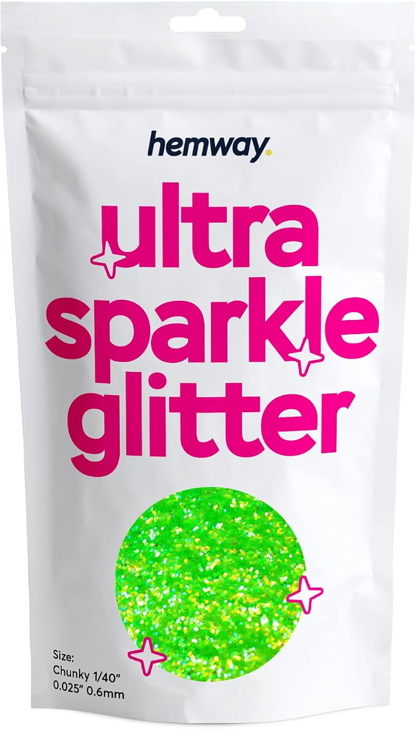 Hemway Ultra Sparkle Glitter Fluorescent Green 100g Chunky