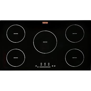VEVOR Electric Cooktop, 5 Burners, 30'' Induction Stove Top, Built-in Magnetic Cooktop 9200W, 9 Heating Level Multifunctional Burner, LED Touch Screen w/Child Lock & Over-Temperature Protection