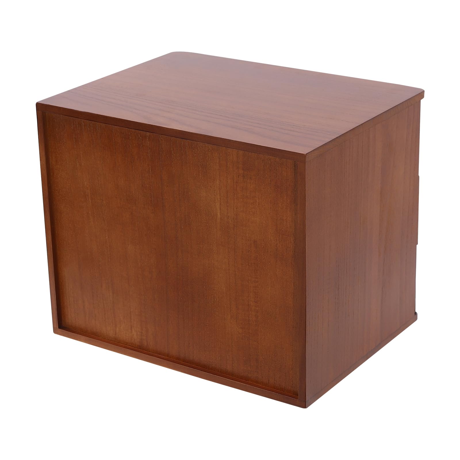 Scatola di archiviazione per desktop a 3 strati, con cassetto chiudibile, organizzatore per ufficio, studio, dresser file, organizer piatto per armadio, noce