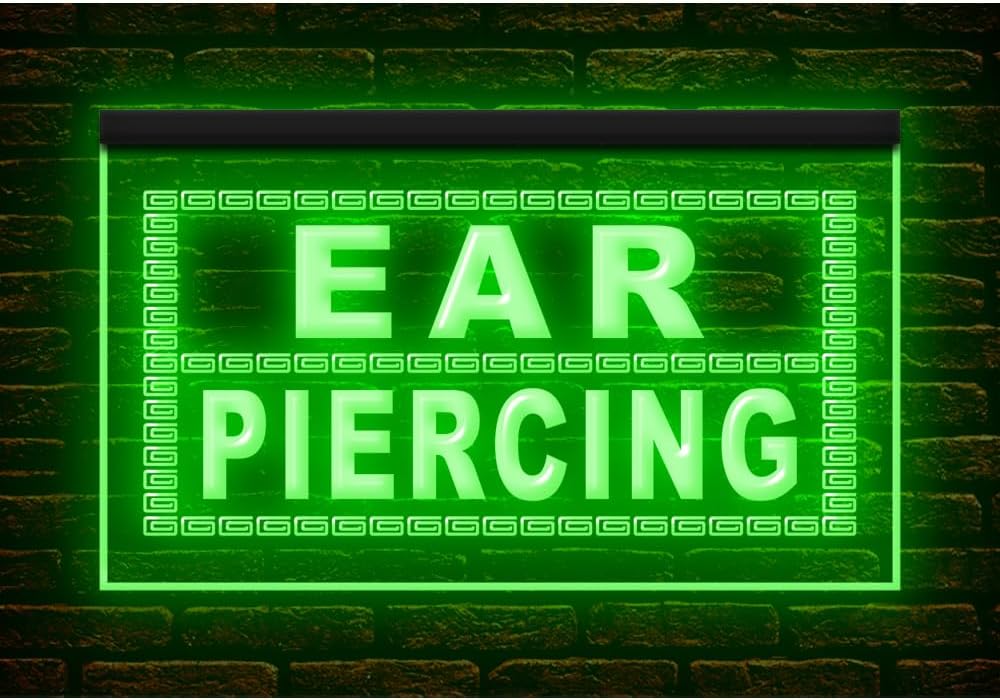 100076 Ear Piercing Tattoo Shop Studio Beauty Salon Home Decor Display LED Light Neon Sign (12" X 8", 16 Colors By Remote)