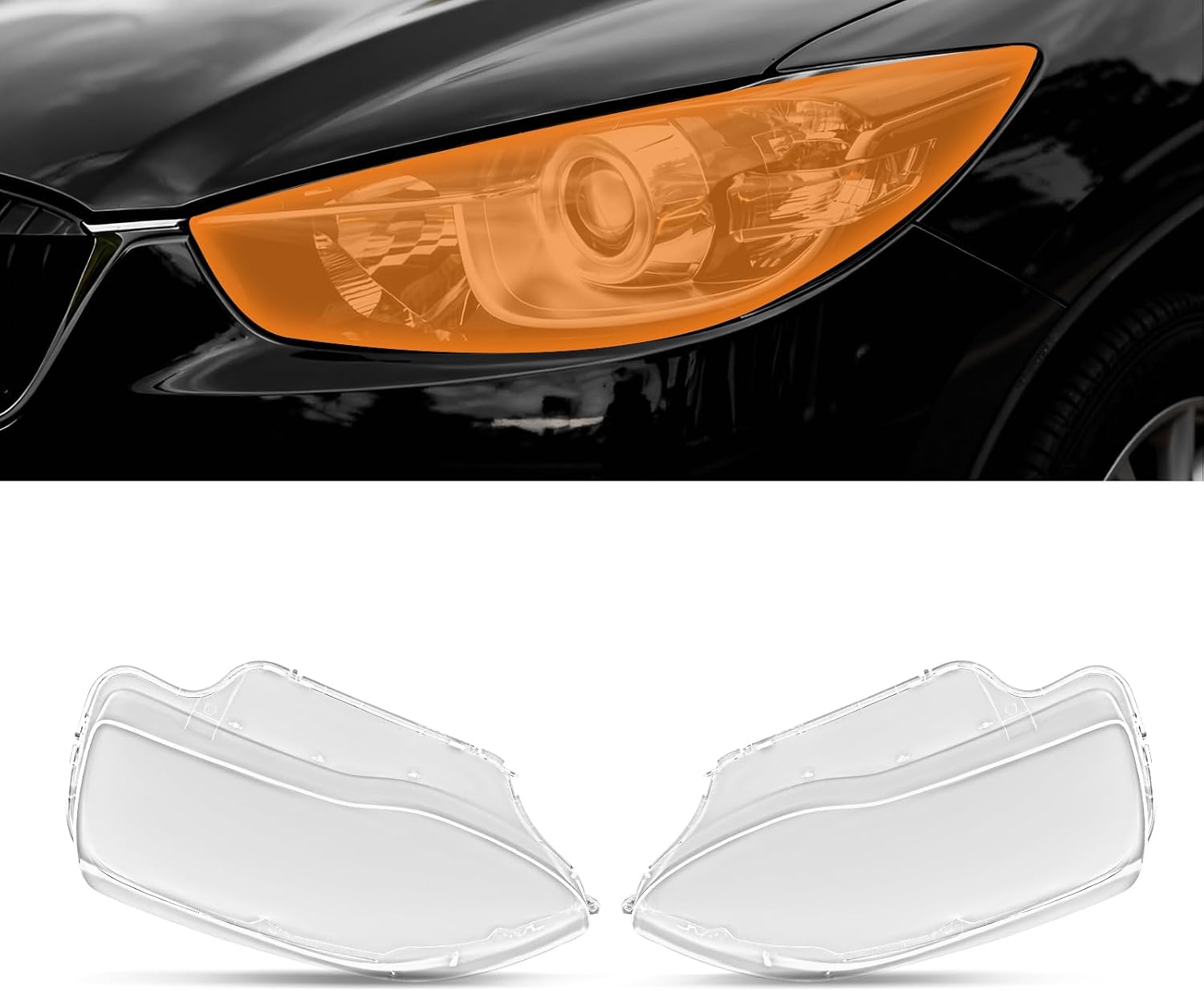 maXpeedingrods 2PCS Pair Headlight Lens Cover for BMW 1 Series E81 E82 E87 E88 1M 2003-2011, 63117159301, 63117159302, 63126924487