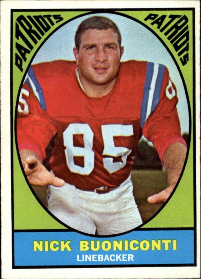 1967 Topps Football Series 1#13 Nick Buoniconti Boston Patriots Set Break 1 (See Scan for Actual NFL Trading Card you will receive)