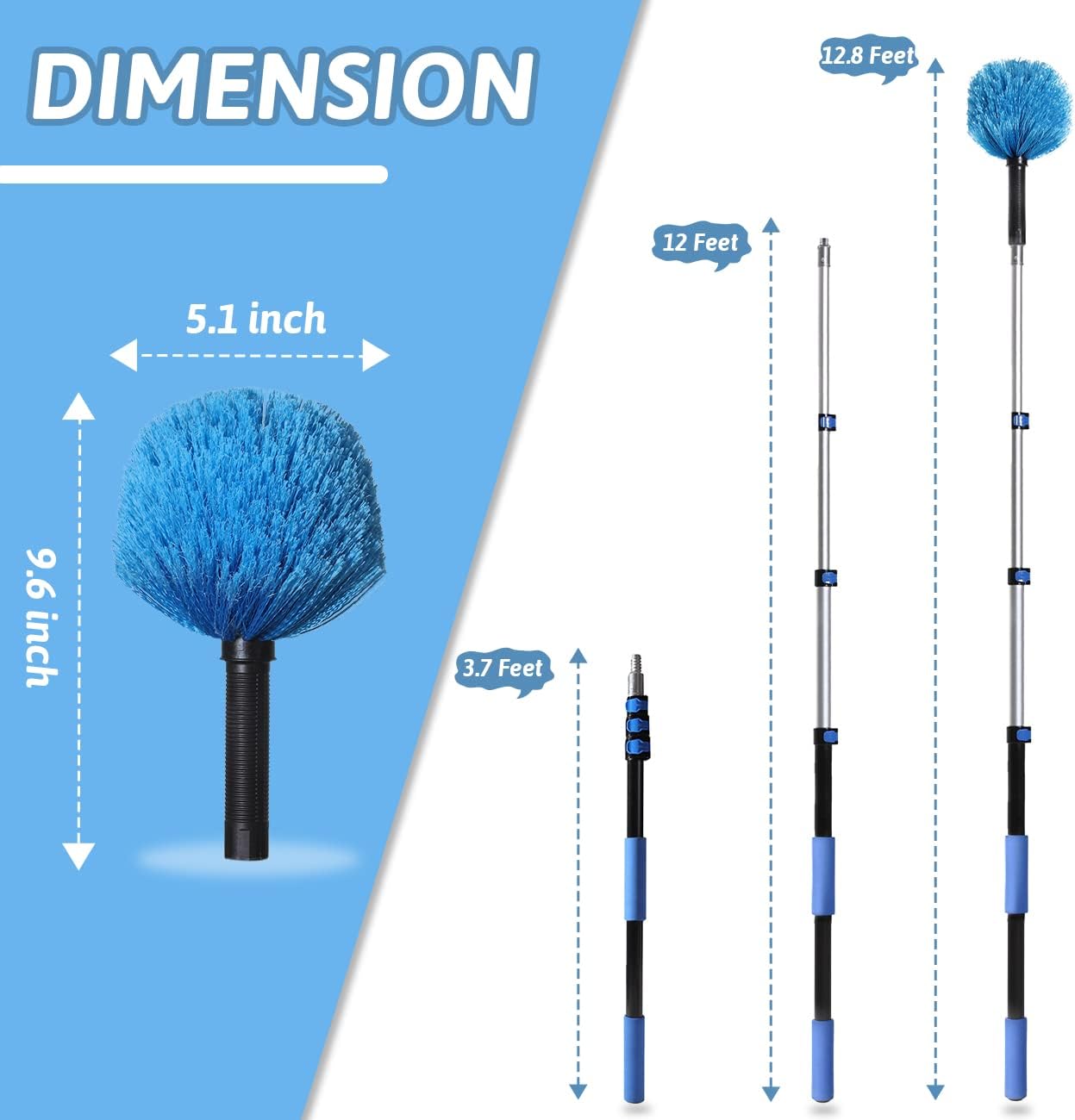 20 Foot Cobweb Duster with Extens Pole, Webster Cobweb Duster for High