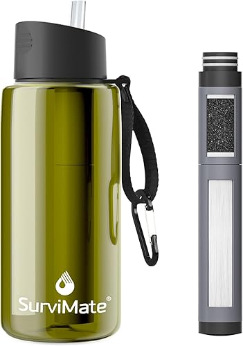 Miniatura 21 de SurviMate Botella de Agua Filtrada de Ultra-Filtración de 5 Etapas de 0.01μm, Material Libre de BPA, Certificada NSF/ANSI 42 y 372, Botella de