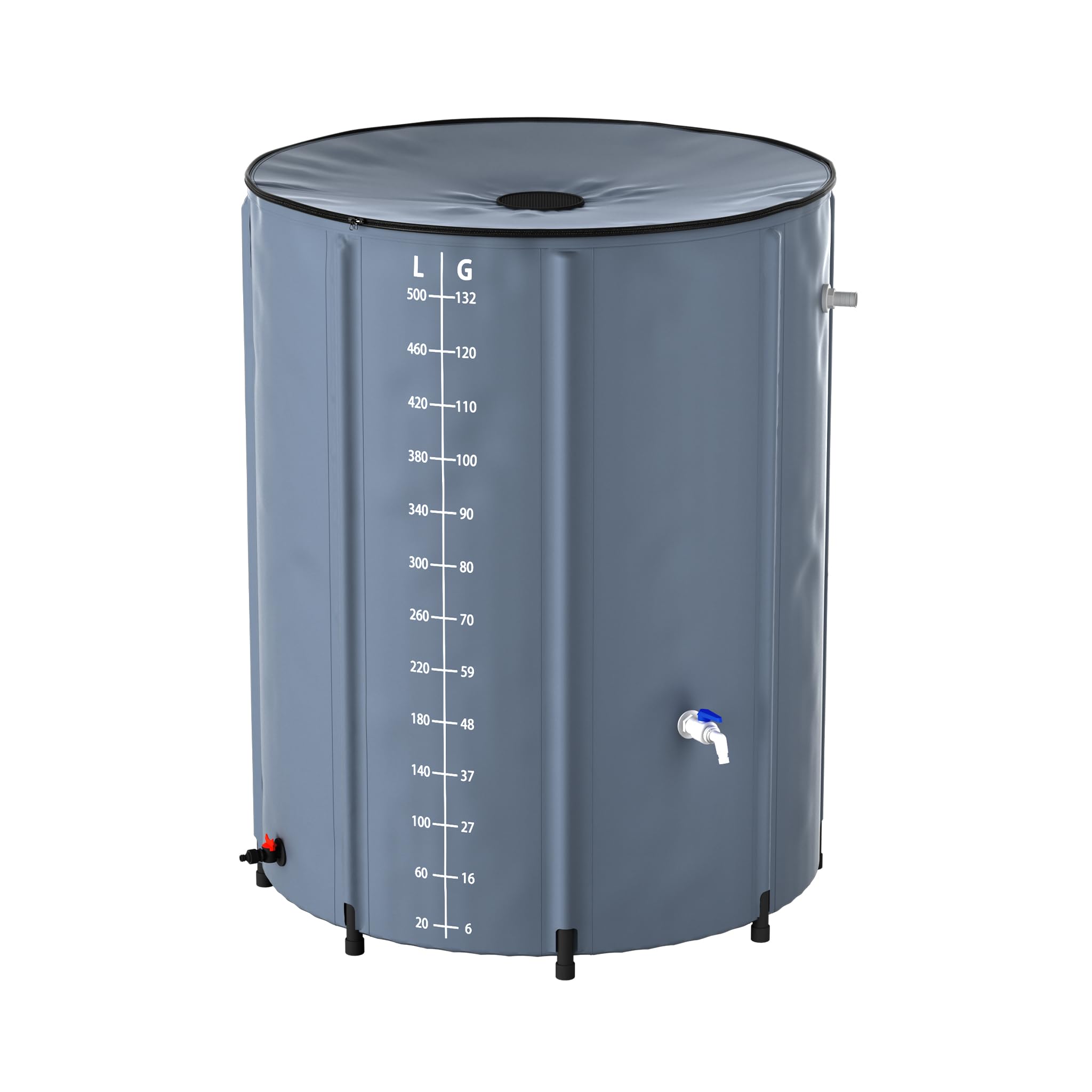 TATIVALO Faltbare Regentonne, Regenwassertank mit Deckel & Wasserhahn, Regenfass Garten wasserdicht, UV-beständig, PVC Regenwasserbehälter für Garten, Balkon & Camping
