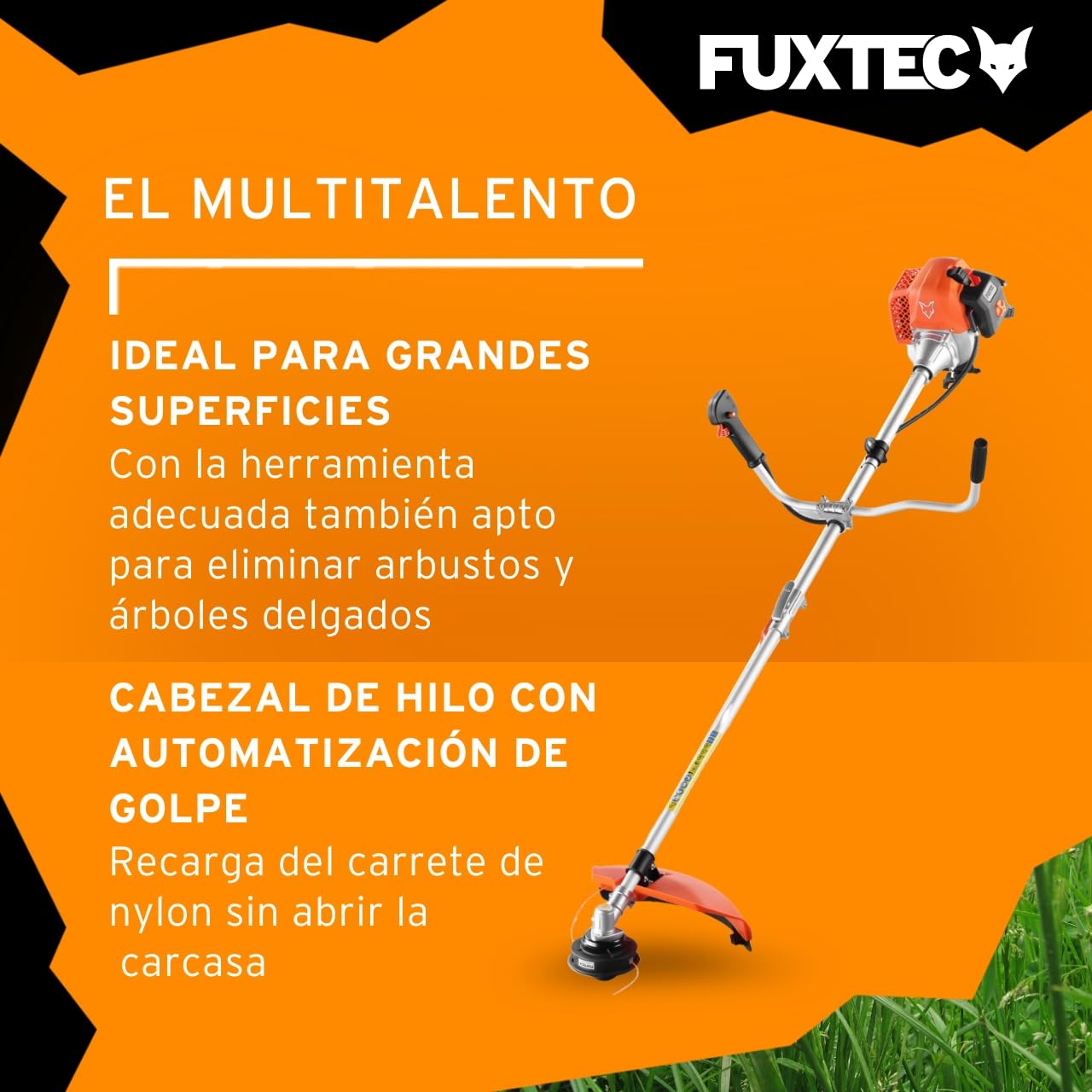 Desbrozadora Gasolina Multifunción Fuxtec FX-MS162 - con 62 CC, Multiherramienta 2 en 1, con 3 CV de Potencia y Motor de 2 Tiempos