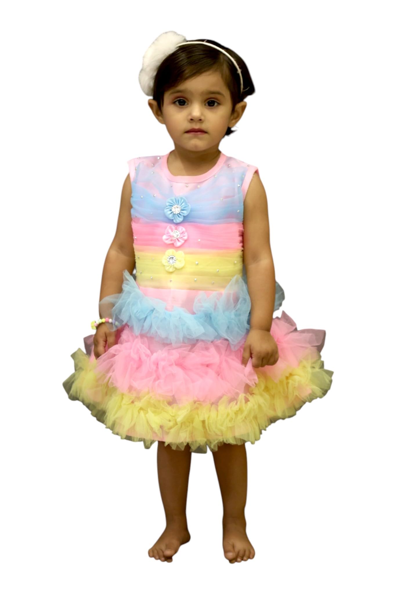 Buy Yuvina Fashion Toddler Girls Multi-Colored Ruffle Layered