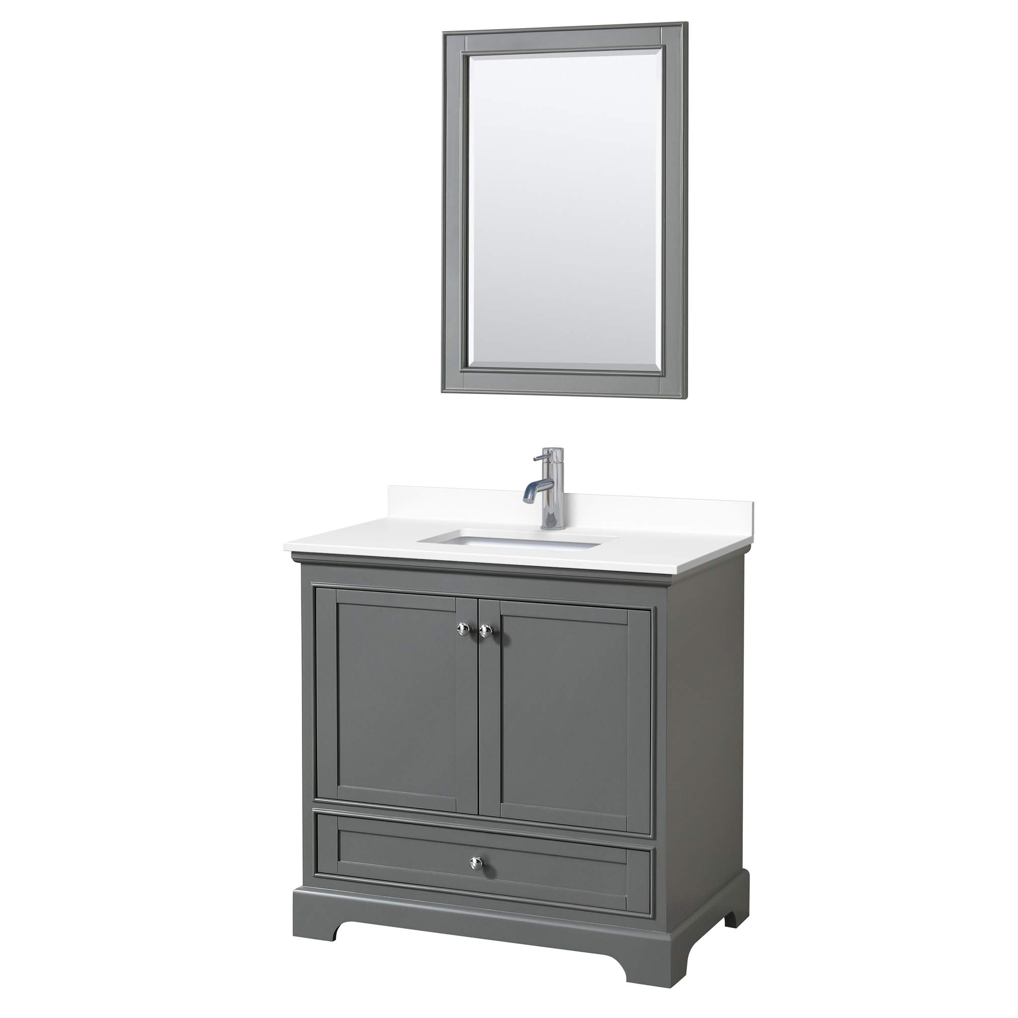 Wyndham Collection WCS202036SKGWCUNSM24 Deborah Vanity Set, Dark Gray