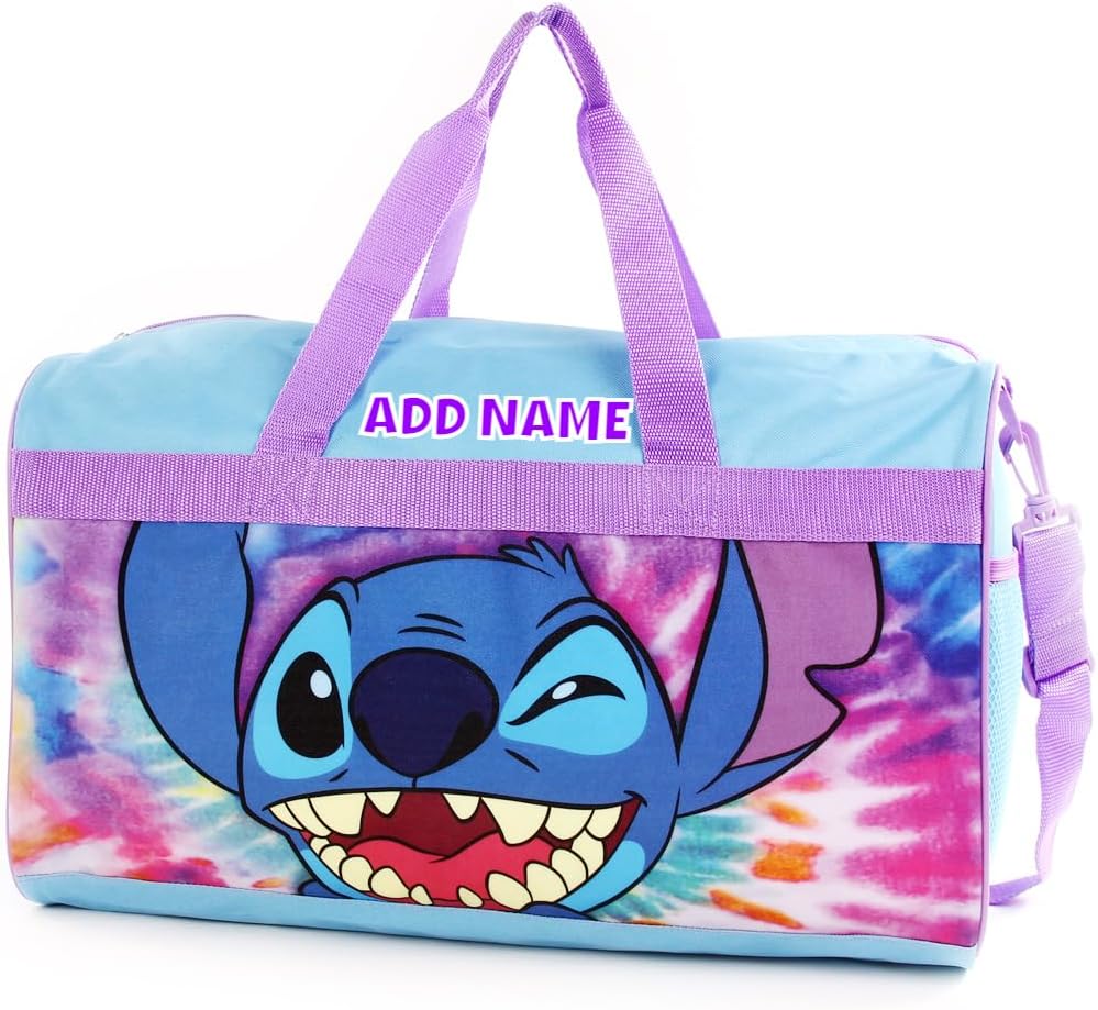 KishKesh Personalized Licensed Kids Duffel Bag – Durable, Customizable Name & Text, Ideal for Travel, School, Gym, Beach, or Overnight – Disney Stitch Design, 18" X 10.50" X 9.75"