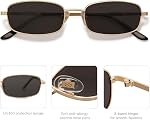 SOJOS Petites Lunettes de soleil Rectangle tendance Femmes Hommes, Rétro 80s 90s Y2k Chic Narrow Skinny Sunnies SJ1187