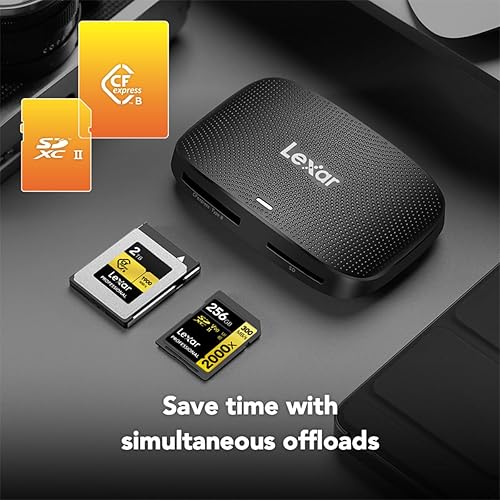 Vista 4 de Lexar Lector profesional CFexpress tipo B / SD USB 3.2 Gen 2, velocidades de transferencia de hasta 10 Gbps, diseñado para tarjetas CFexpress tipo B