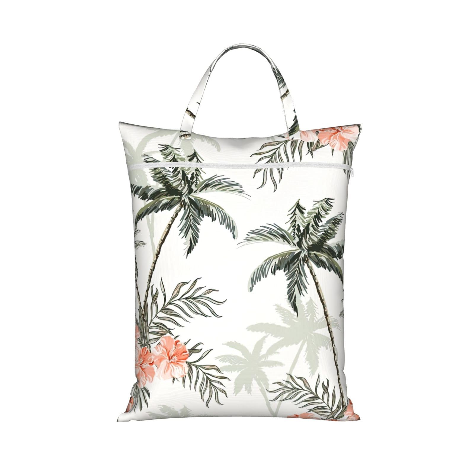 Pphgut 1 Pc Tropical Palm Trees Print Travel Laundry Bag Portable Dirt Clothes Bags Daily Hiking Camping Vacation