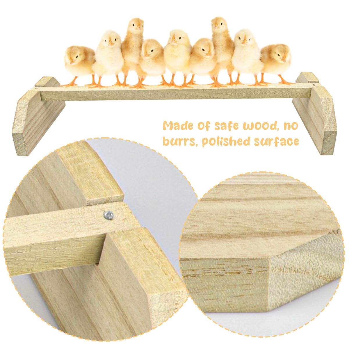 2 x hölzerne Hühnerstange für große Vögel, Babys, Küken, Dschungel, Turnhalle, Sitzstange für große Vögel, Babys, Küken, Parots