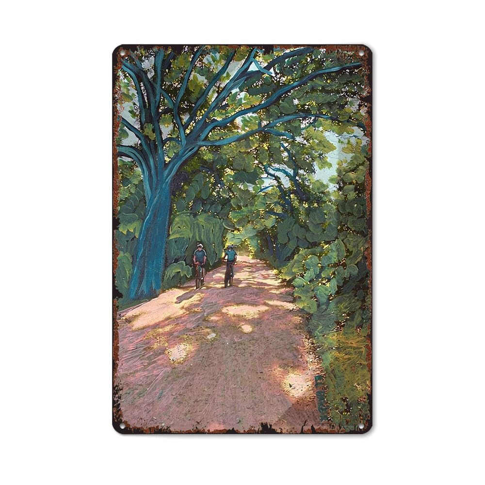 Natural Scenery Retro Wall Plaque 8x12 Inch, Relaxing Style Aluminum Decor for Family Wall