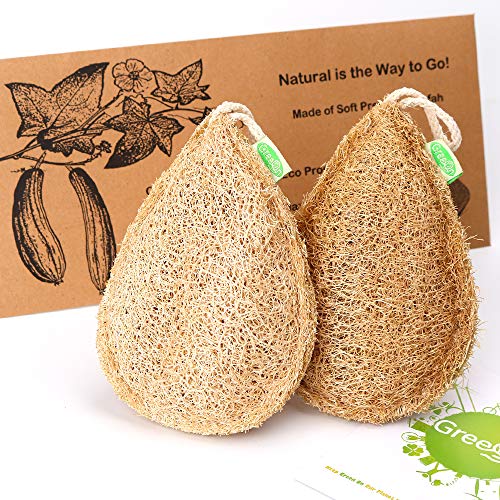 GreeOn 2 PCS Eco Friendly Natural Kitchen Sponges (Made of Loofah, No Odor, Compostable), Organic Fruit Vegetable Scrubber Sponge, Reusable Non Scratch Scouring Pads / Dish Wash Scrub Aponge (Drops) GreeOn 2 PCS Eco Friendly Natural Kitchen Sponges (Made of Loofah, No Odor, Compostable), Organic Fruit Vegetable Scrubber Sponge, Reusable Non Scratch Scouring Pads / Dish Wash Scrub Aponge (Drops)