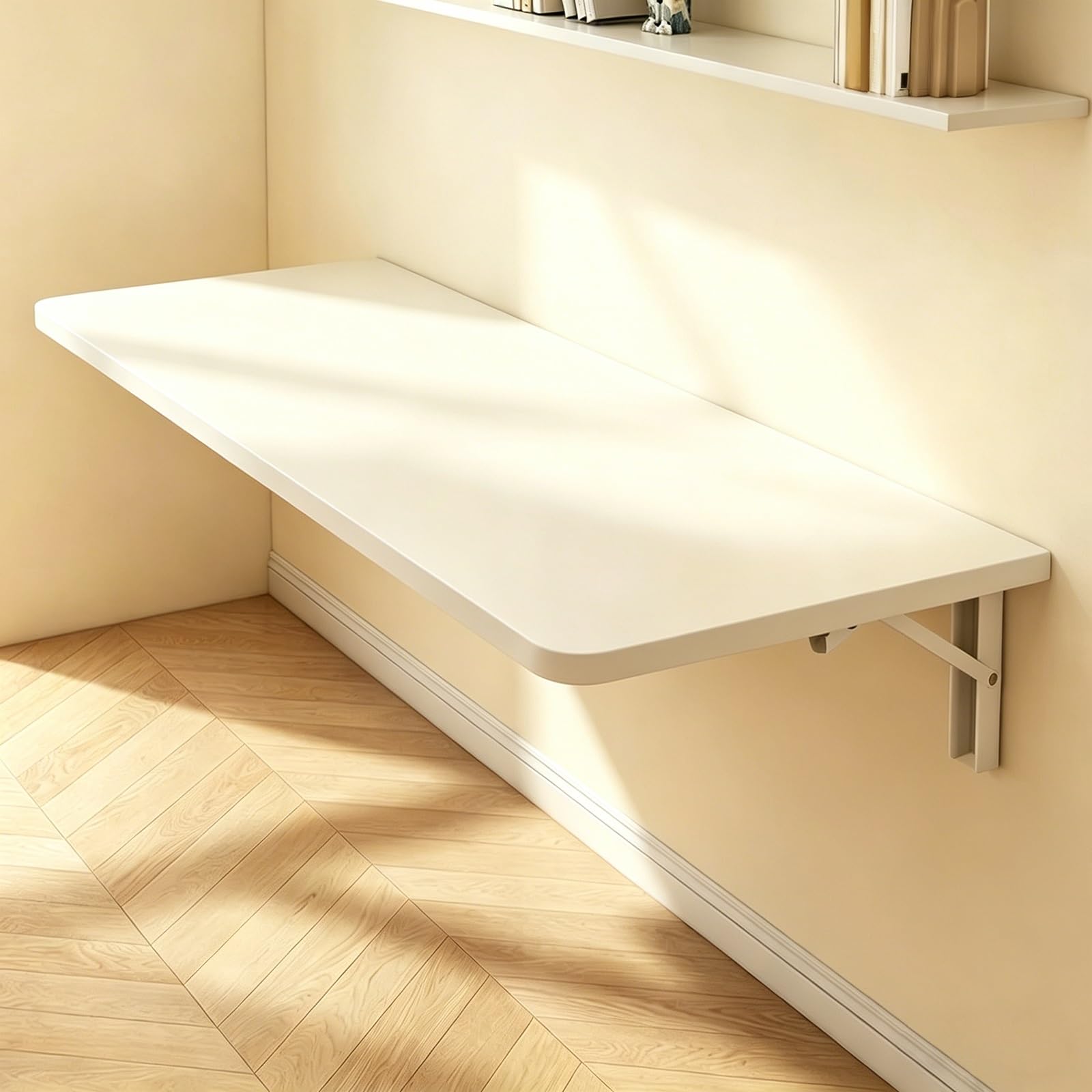 Tavolo da Pranzo Pieghevole a Parete, Moderno Stretto Sospeso, Nucleo Legno Massello, Pannello Composto Bar Caffe(White,60 * 40cm/23.6 * 15.7in)