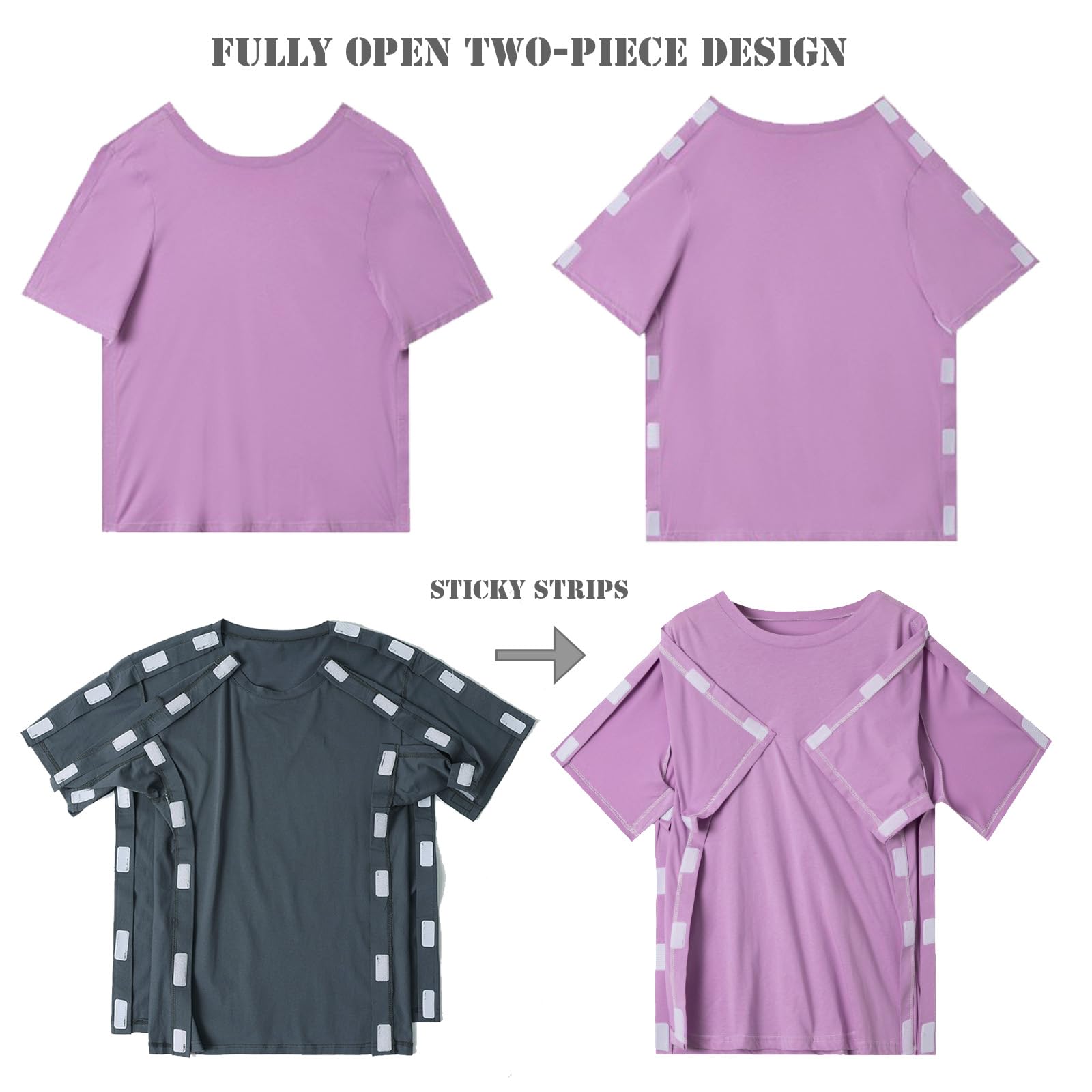 Bedridden Abbigliamento per Pazienti Abiti da Infermiere per Pazienti Facile da Indossare E Togliere L'abito Ospedaliero in Cotone A Maniche Corte,Men Grey c,XXL