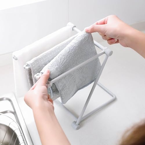 Miniatura 2 de Estante de secado de paños de cocina para encimera para cocina, soporte plegable de 4 brazos, soporte vertical para toallas de mano, soporte para