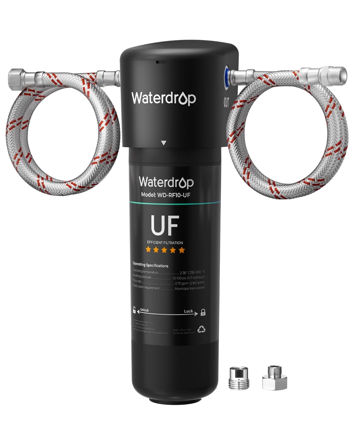 Waterdrop 10UA-UF 0.01 μm Ultra Filtration Under Sink Water Filter System, 1 Year, Reduces Lead, Chlorine, Bad Taste & Odor, Direct Connect to Kitchen Faucet, USA Tech