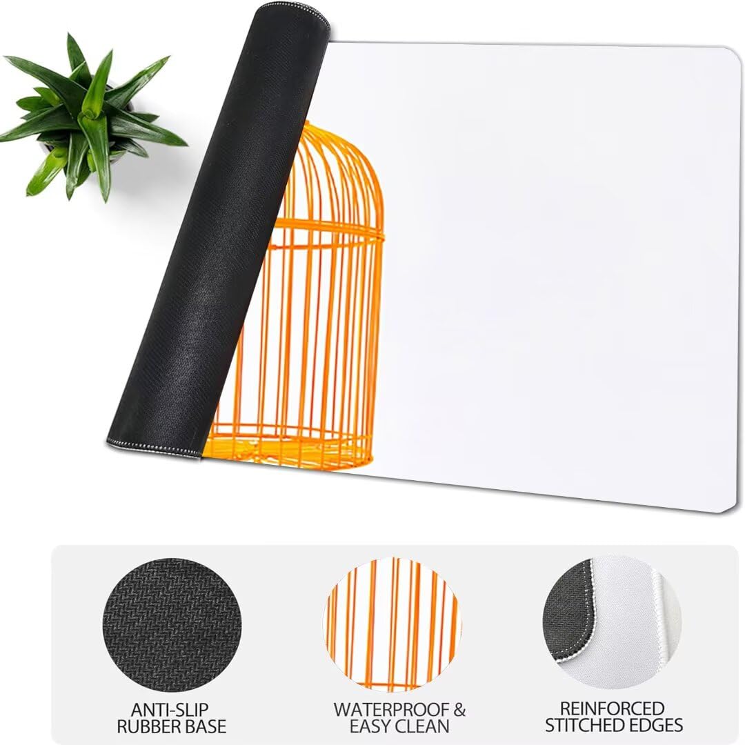 Biała pojedyncza podkładka pod mysz do gier XXL, podkładka pod mysz XXL - 1400 x 600 x 3 mm, podkładka pod mysz matowa, bardzo duża tkanina dla graczy, podkładka pod mysz dla graczy, osobisty -42971