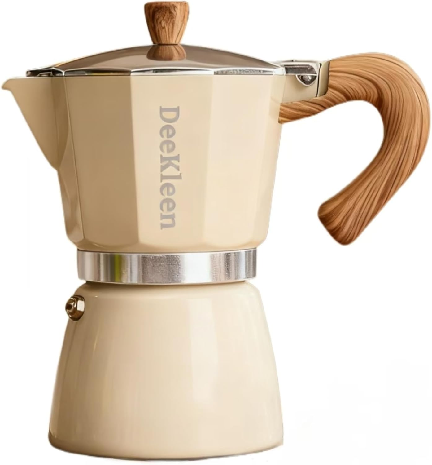 Premium Moka Pot,Stovetop Espresso Maker,Percolator Coffee Pot,Italian Coffee Maker,Cuban Café Brewing,Greca Coffee Maker (Ivory, 6CUP 300ml)