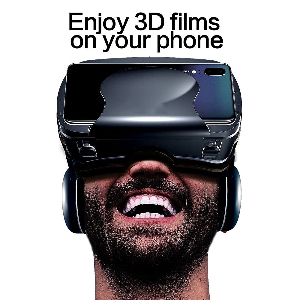 VR Auriculares (Negro), Auriculares de Realidad Virtual protegidos for los Ojos, compatibles con el teléfono iOS Android con teléfonos con 4.7-6.8 en Pantalla