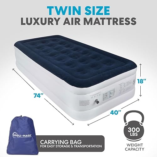 Miniatura 2 de Simpli-Magic Premium Collection - Colchón de aire de lujo, bomba integrada de alta capacidad para el hogar y el campamento, doble altura, ajustable,