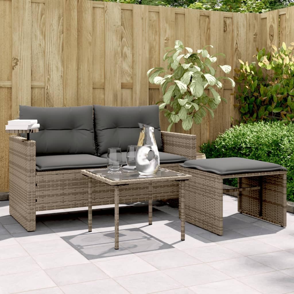 Canapé de jardin résistant aux intempéries 3 pièces en résine tressée