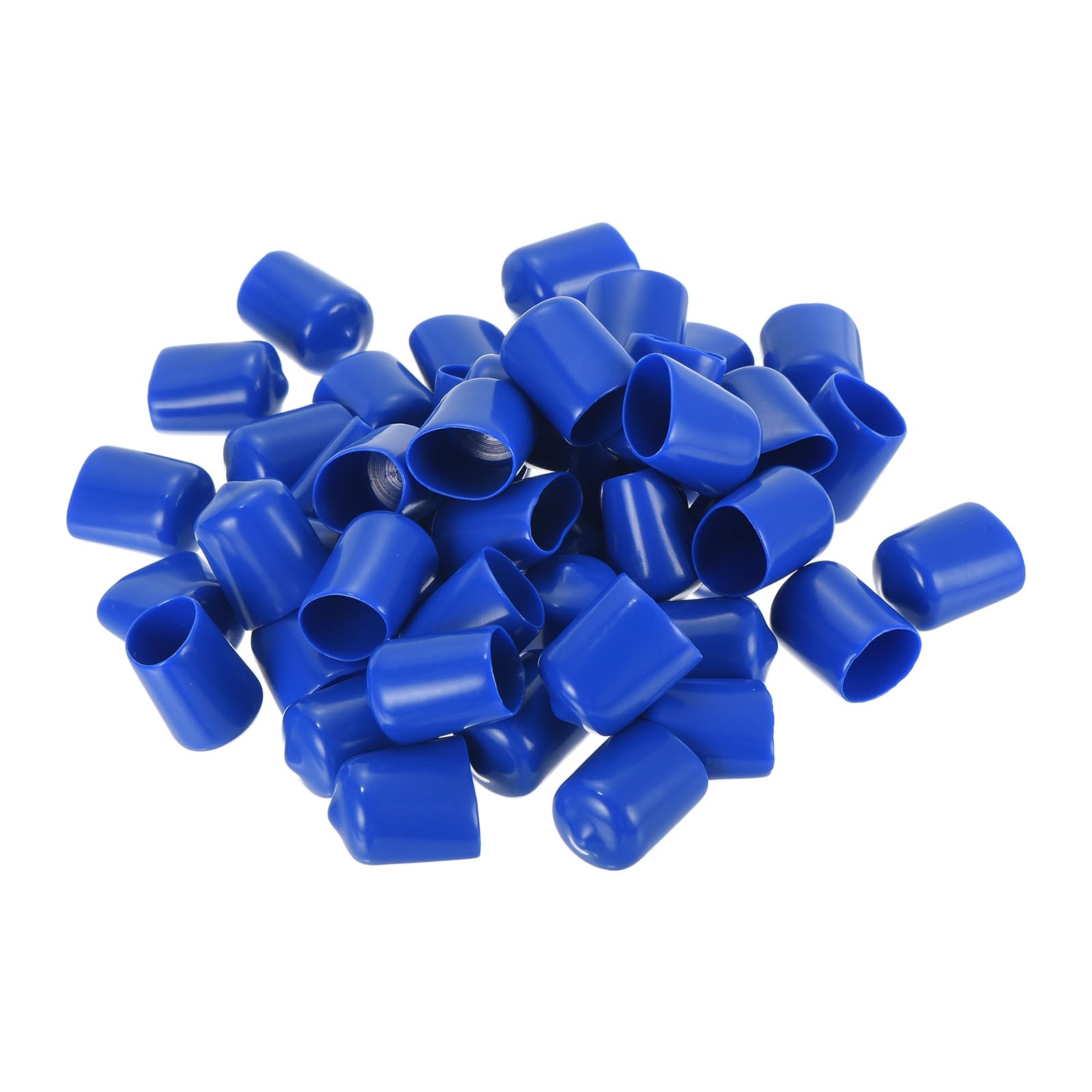 uxcell 100pcs Rubber End Caps 15mm ID Vinyl Round Tube Bolt Cap Cover Screw Thread Protectors Blue