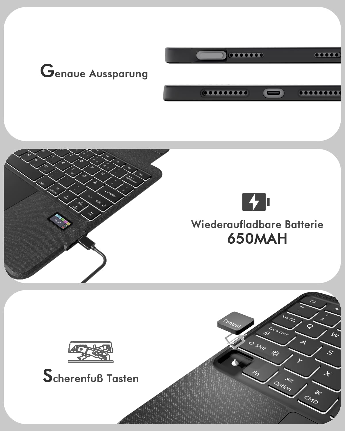 Doohoeek Tastatur Hülle mit LCD-Display für iPad Pro 13 Zoll 2025(M5)/2024(M4), Abnehmbare Bluetooth Wireless Keyboard Case Type Folio mit Hintergrundbeleuchtung&Multi-Touch Trackpad, QWERTZ
